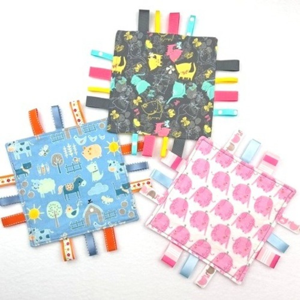 Handmade Sensory Crinkle Tag Loveys‎ Set of 3 Cotton & Fleece - Limited Supply